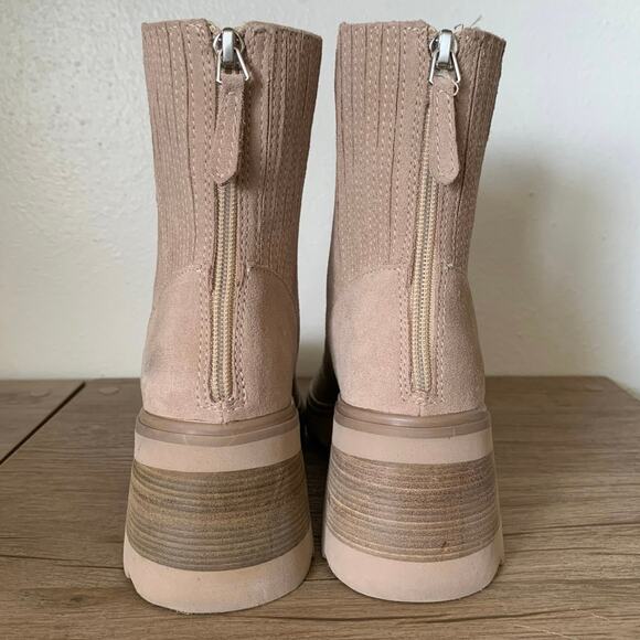 NWOB Dolce Vita Martey H2O Boots Taupe Suede Waterproof Womens 6 US Beige Chunky - Picture 7 of 15